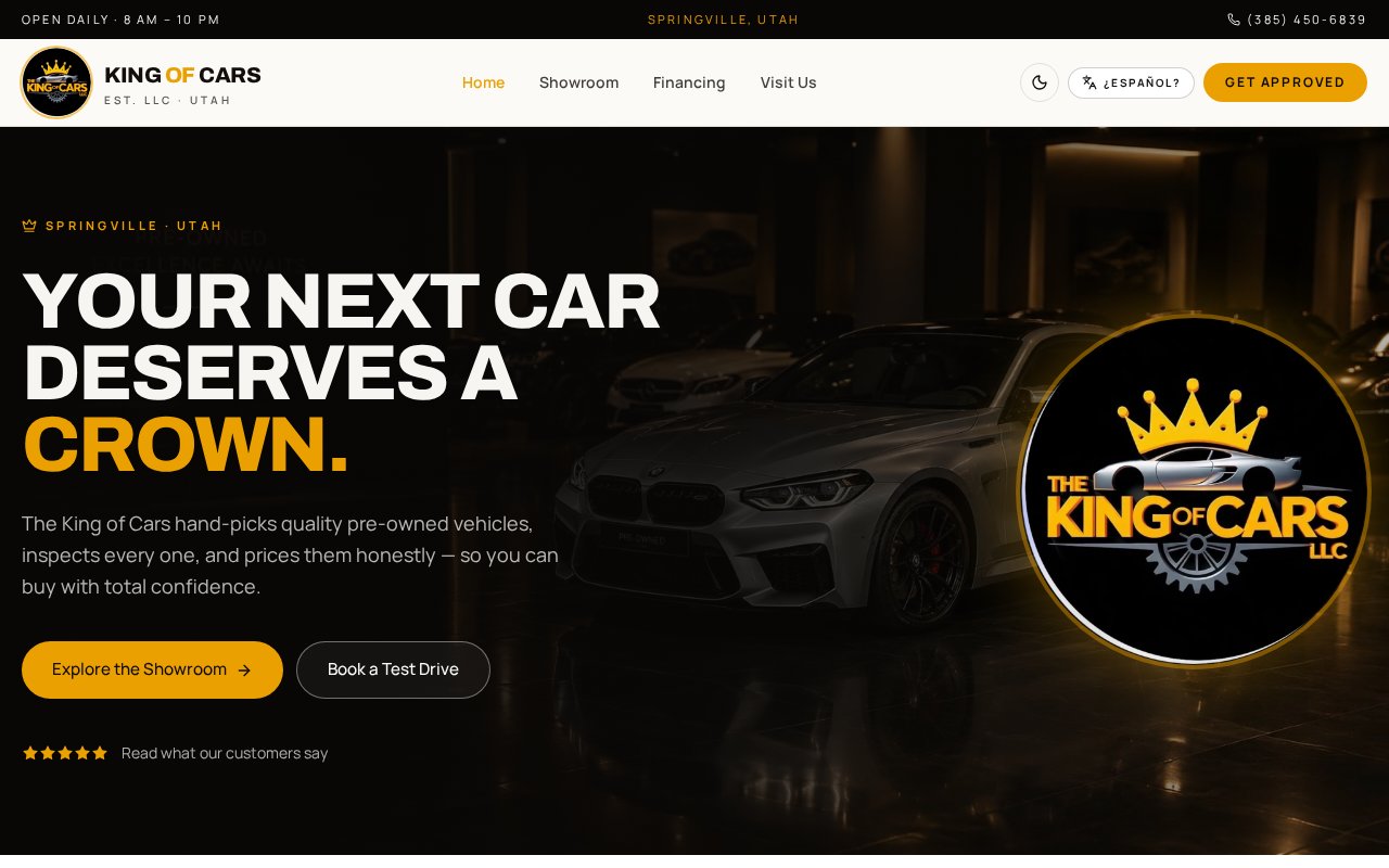 The King of Cars website on desktop